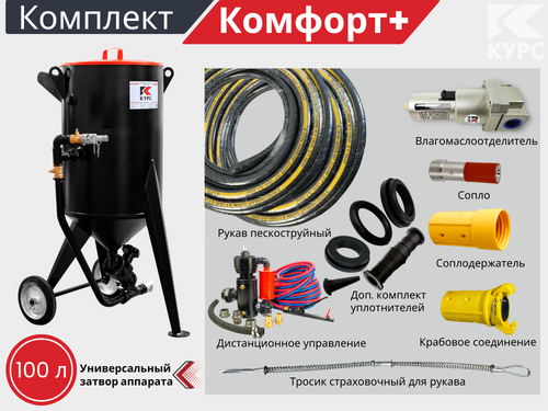 Комплект КОМФОРТ+ на базе пескоструйного аппарата PSТ-100 с КПДУ