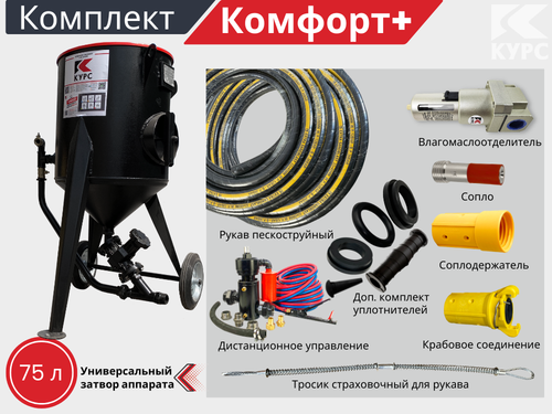 Комплект КОМФОРТ+ на базе пескоструйного аппарата PSТ-75 с КПДУ