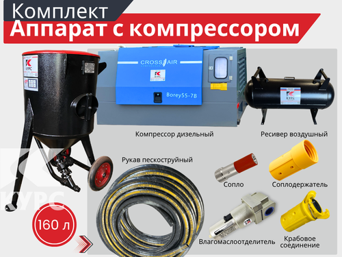 Пескоструйный аппарат PST-160 с дизельным компрессором