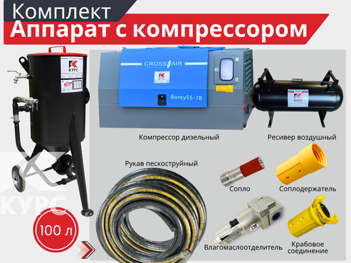 Пескоструйный аппарат PST-100 с дизельным компрессором